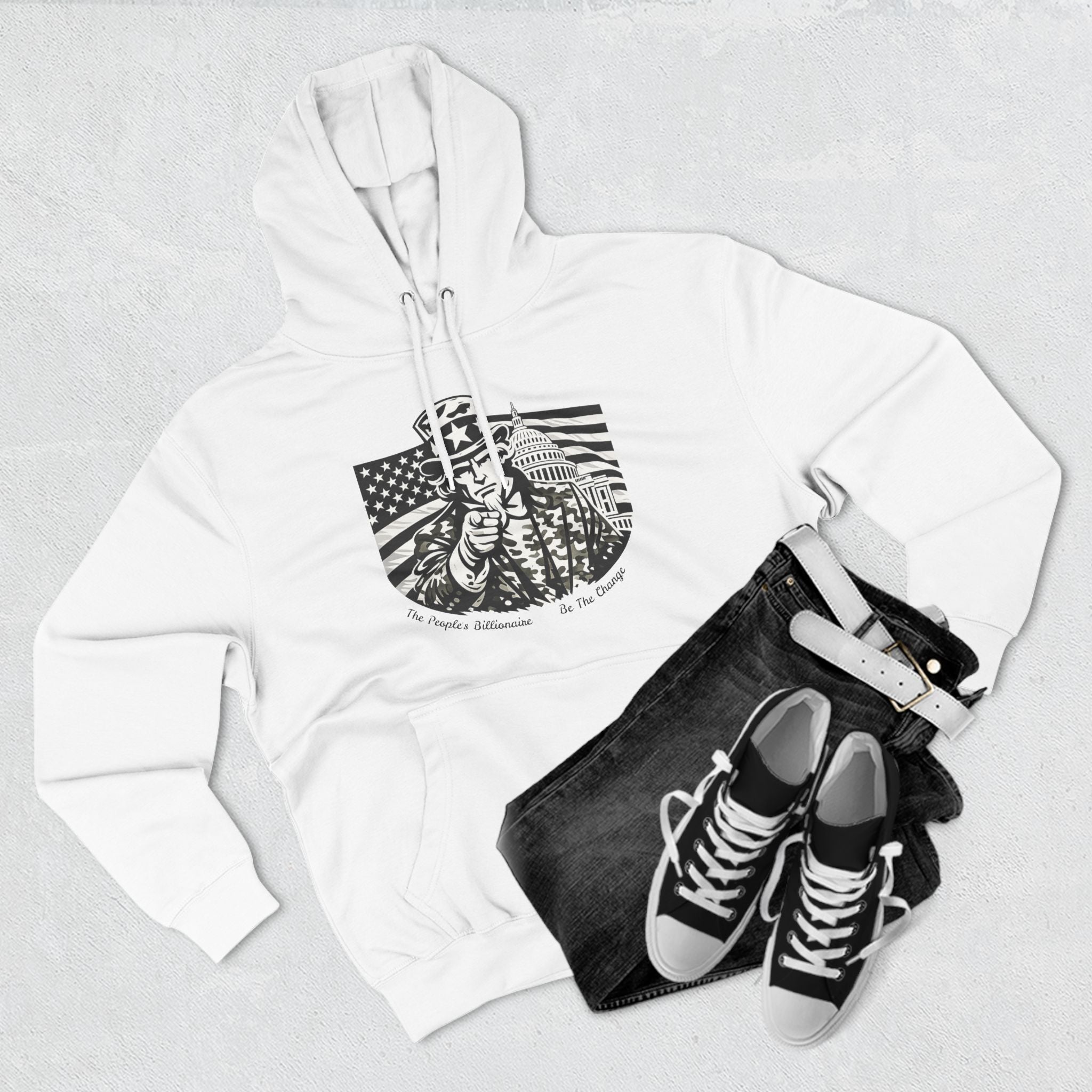 The People's Billionaire Hiding Uncle Sam Black and White Hoodie