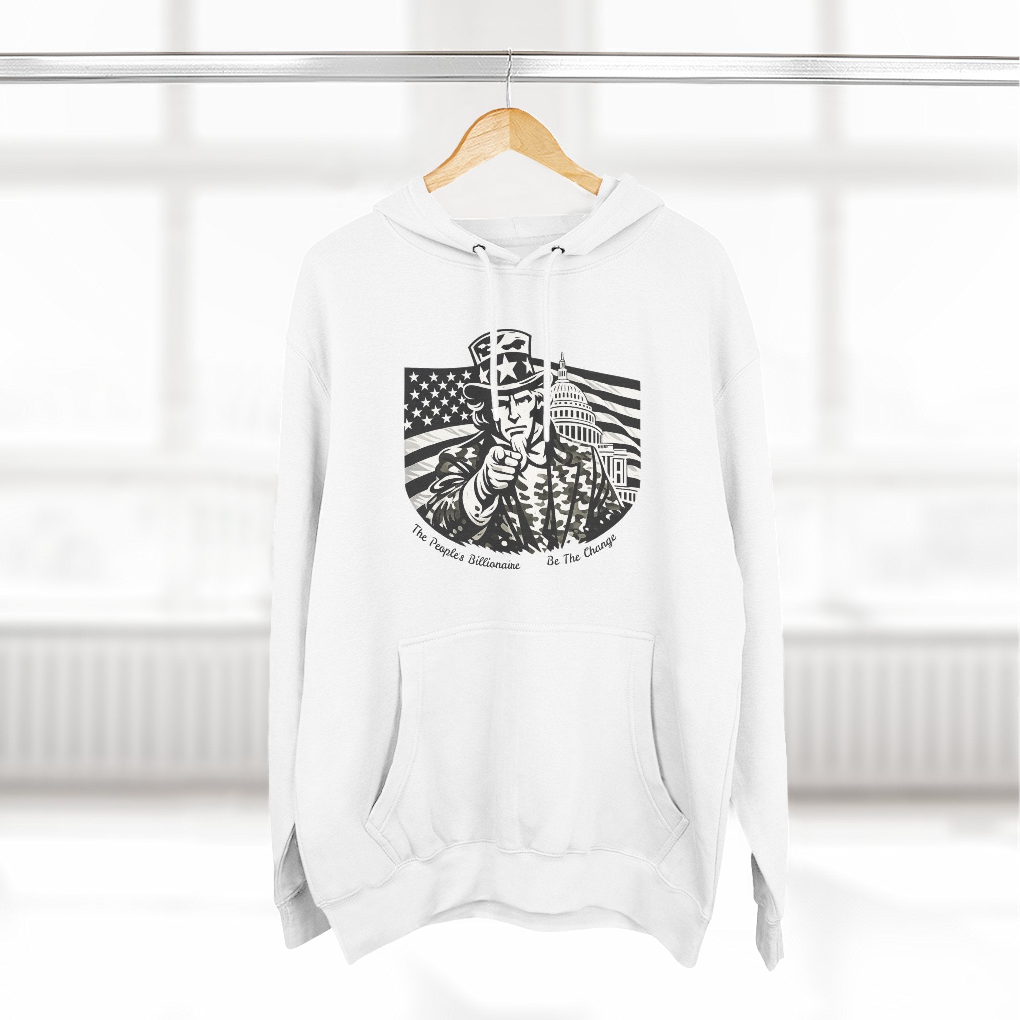 The People's Billionaire Hiding Uncle Sam Black and White Hoodie