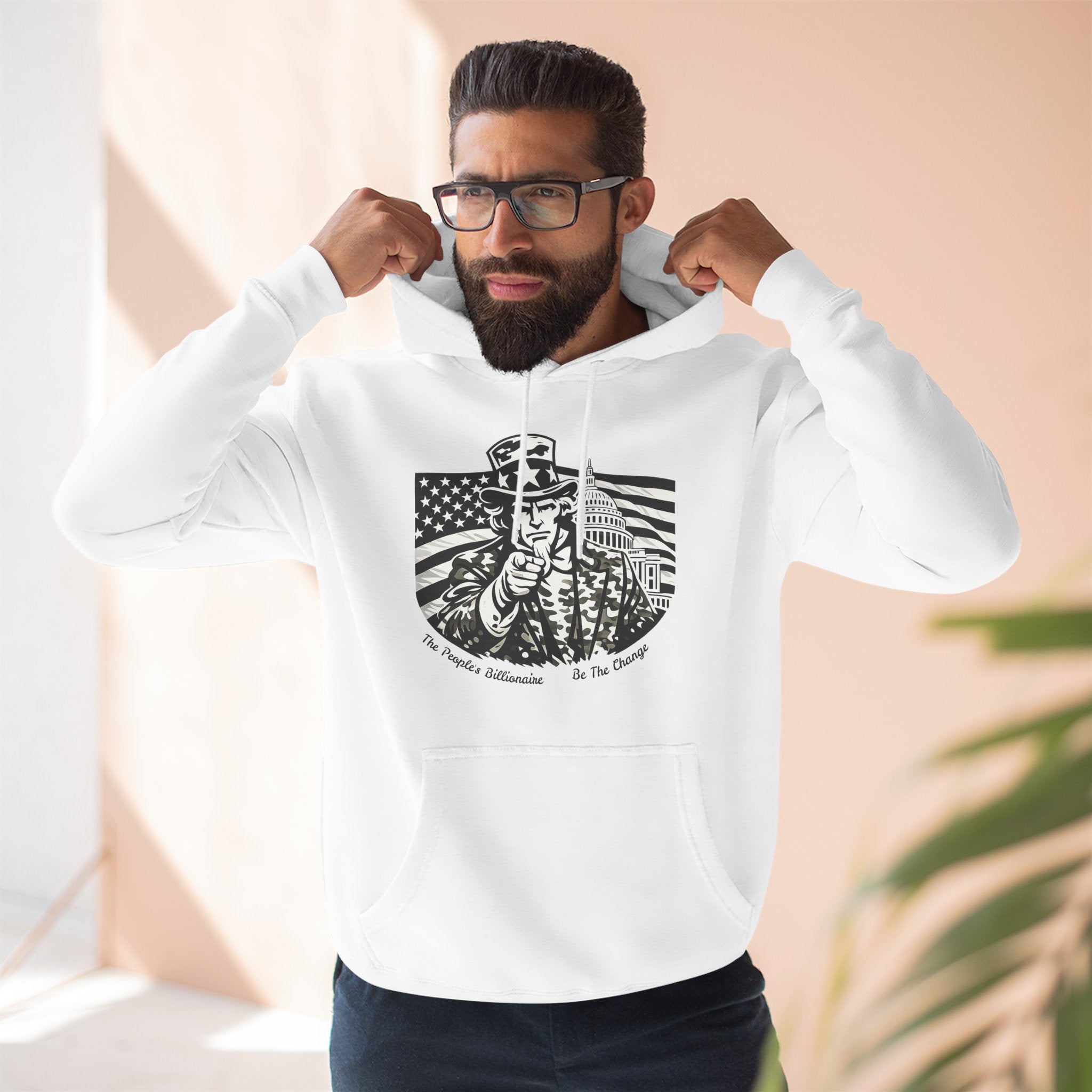 The People's Billionaire Hiding Uncle Sam Black and White Hoodie